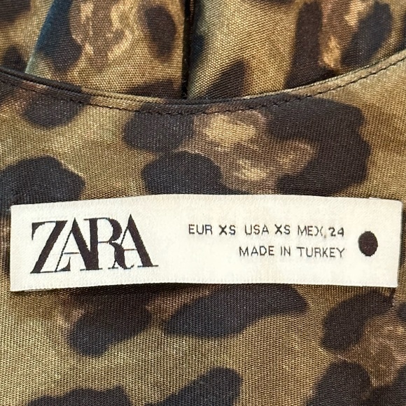Zara Leopard Satin Slip Cowl Neck Dress XS - Picture 10 of 11